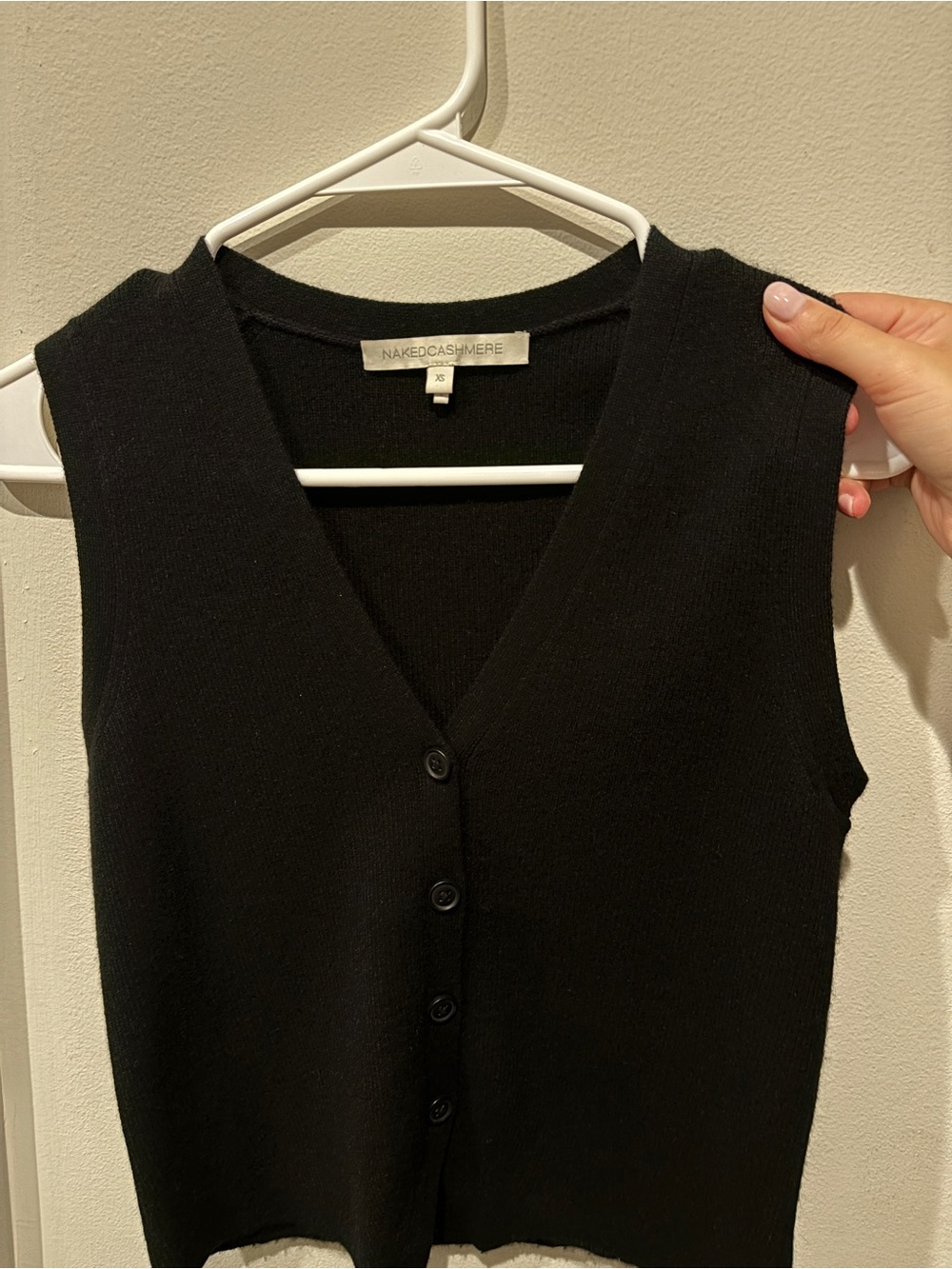 NakedCashmere Black V-Neck Cashmere Vest